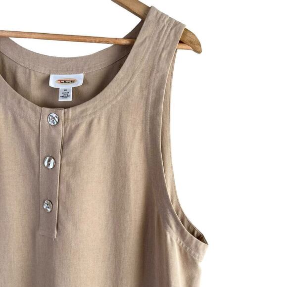 Talbots Linen Blend Scoop Neck Sleeveless Shift Maxi Dress in Tan, Size 16 - Picture 4 of 10